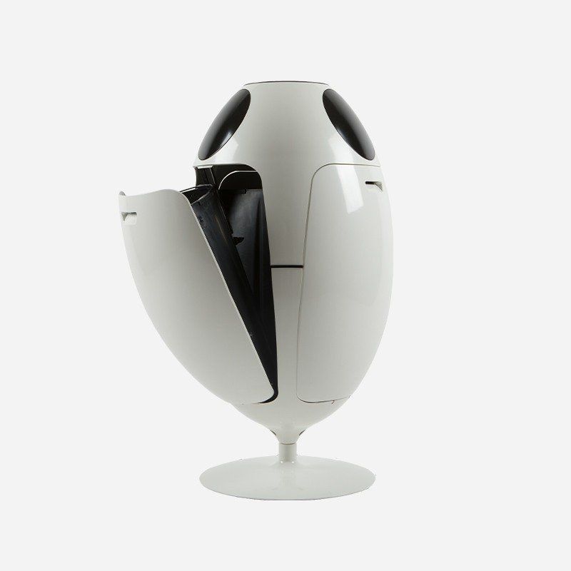 Cestini per rifiuti: Mülleimer Ovetto Soldi Design weiss Space Age – Nuovo e nell'imballaggio originale da Zürich venduto da re.naissance 2