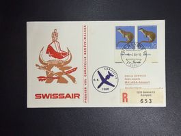 Swissair Erstflugbrief Genf-Malaga 1968