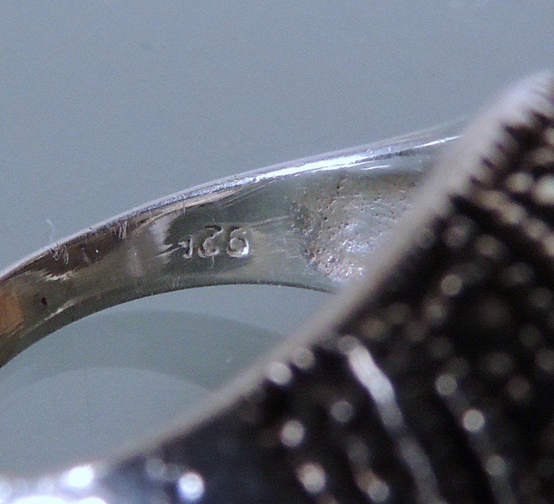 Anelli: Handgefertigter Silber 925 Fingerring mit Markasit Gr. 52 – Usato da Waldenburg venduto da schaller707 4