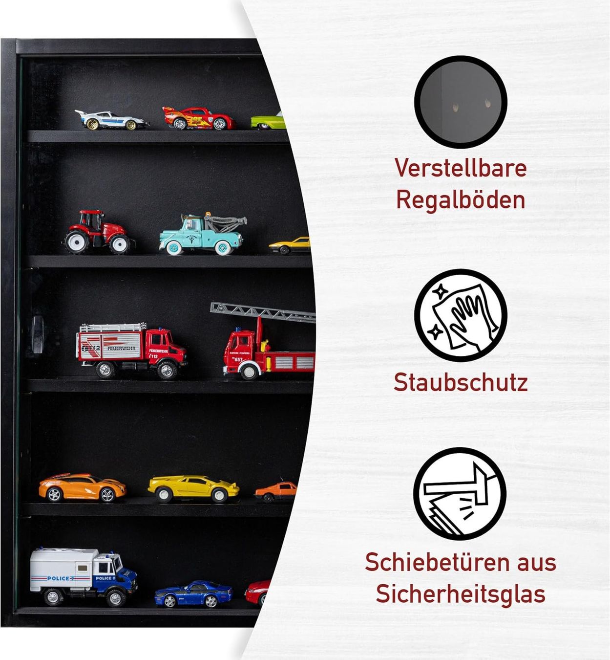 Vetrine: Sammlervitrine, Hängevitrine, Wandregal, Glasvitrine - Black – Nuovo e nell'imballaggio originale da Fislisbach venduto da IboTrade 4