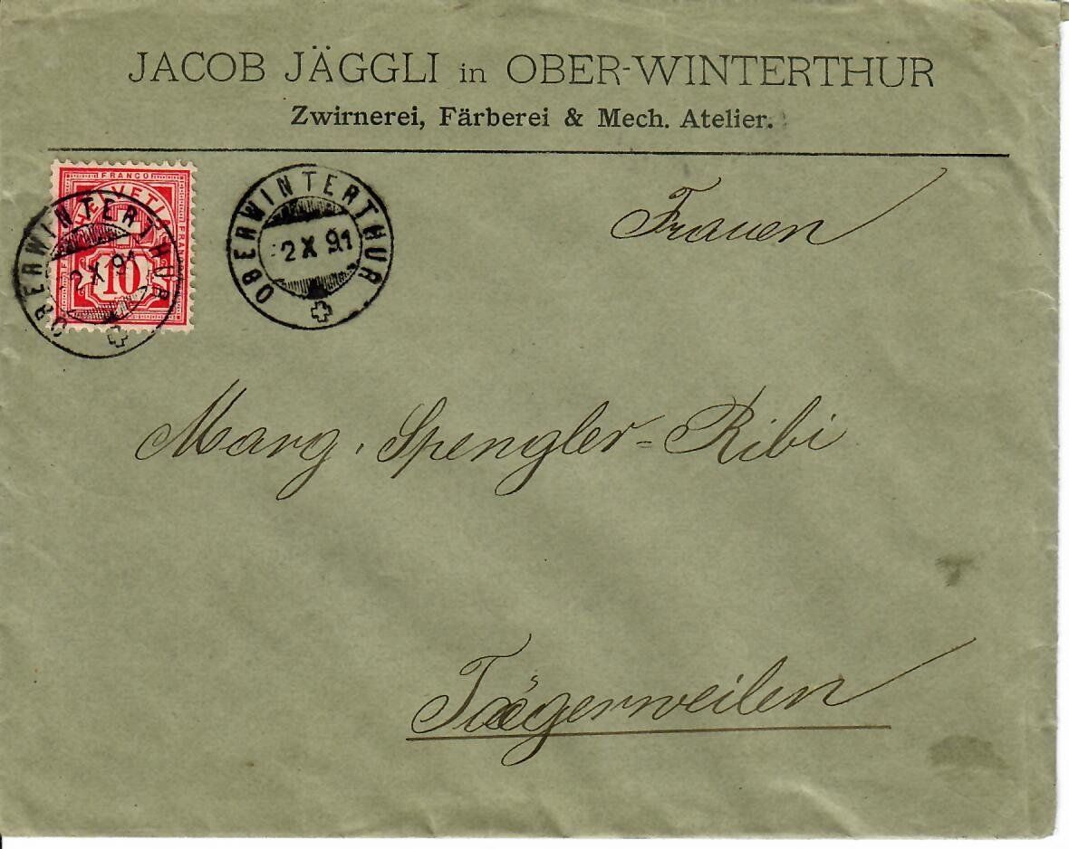 Alle Briefmarken: Brief, Oberwinterthur 1891 - Tägerweilen – Gebraucht aus Hochdorf von Ziegel-16