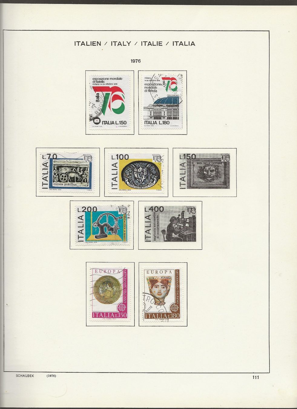 Alle Briefmarken: Marken Italien 1976 etc. – Gebraucht aus Au ZH von xelagreb01 2