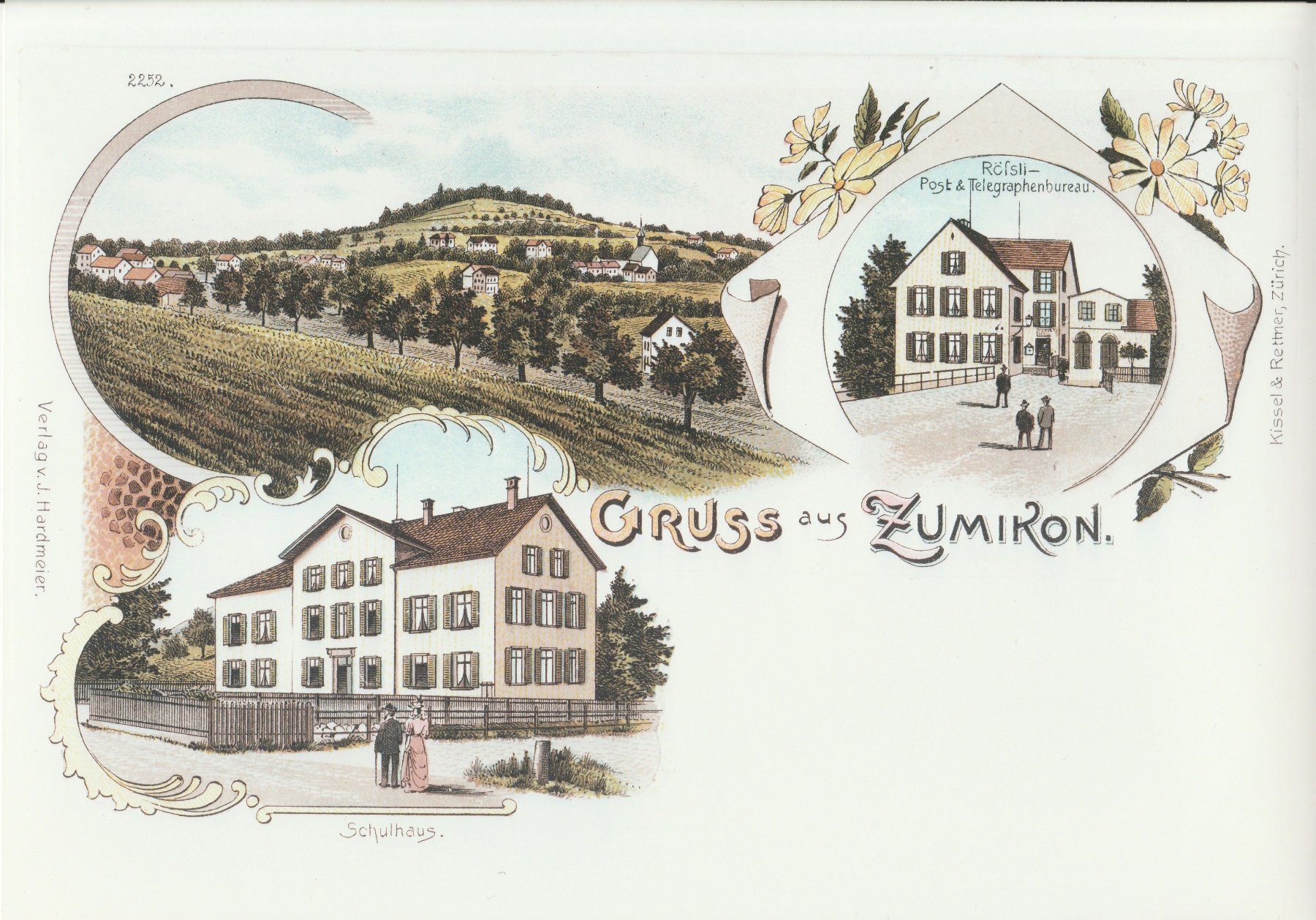 Ansichtskarten: Gruss aus Zumikon - Ansichtskarten-Lithoansicht im Form. A4 – Gebraucht aus Fällanden von Blausegelfliege