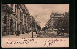 Zürich, Bahnhofstrasse mit Pferdekutsch