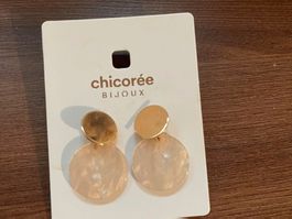 Chicorée Bijoux Ohrringe, neu, Modeschmuck, Gold/Beige