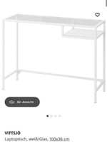 Schreibtisch VITTSJÖ von Ikea weiss/Glas, 100x36 cm