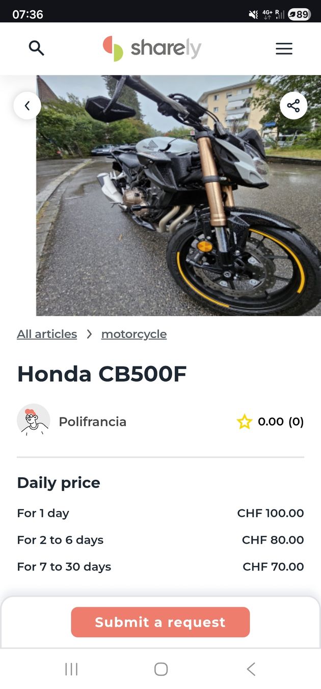 Honda Strasse: Rent Honda CB500f – Gebraucht aus Diessenhofen von pol_vf5q