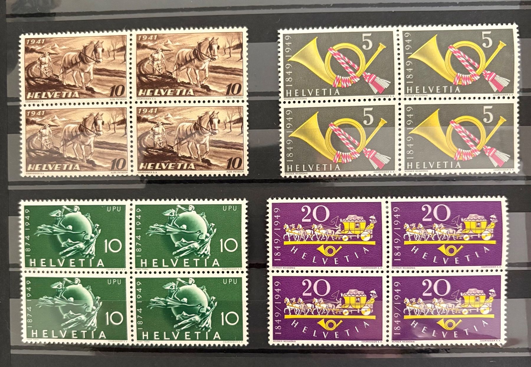 Alle Briefmarken: Viererblock 1941 / 1949 Postfrisch mit Falz – Gebraucht aus St-Légier-Chiésaz von Theo006