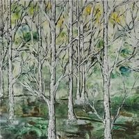 Encaustic Bild, Birkenwald
