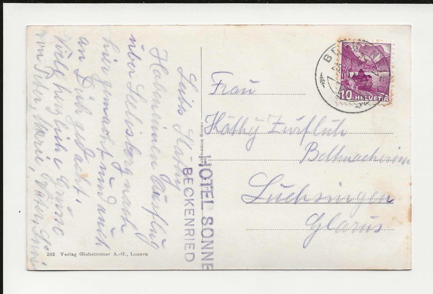 Ansichtskarten: AK 1937 Beckenried mit Rigi – Gebraucht aus Greifensee von 315WDO 1