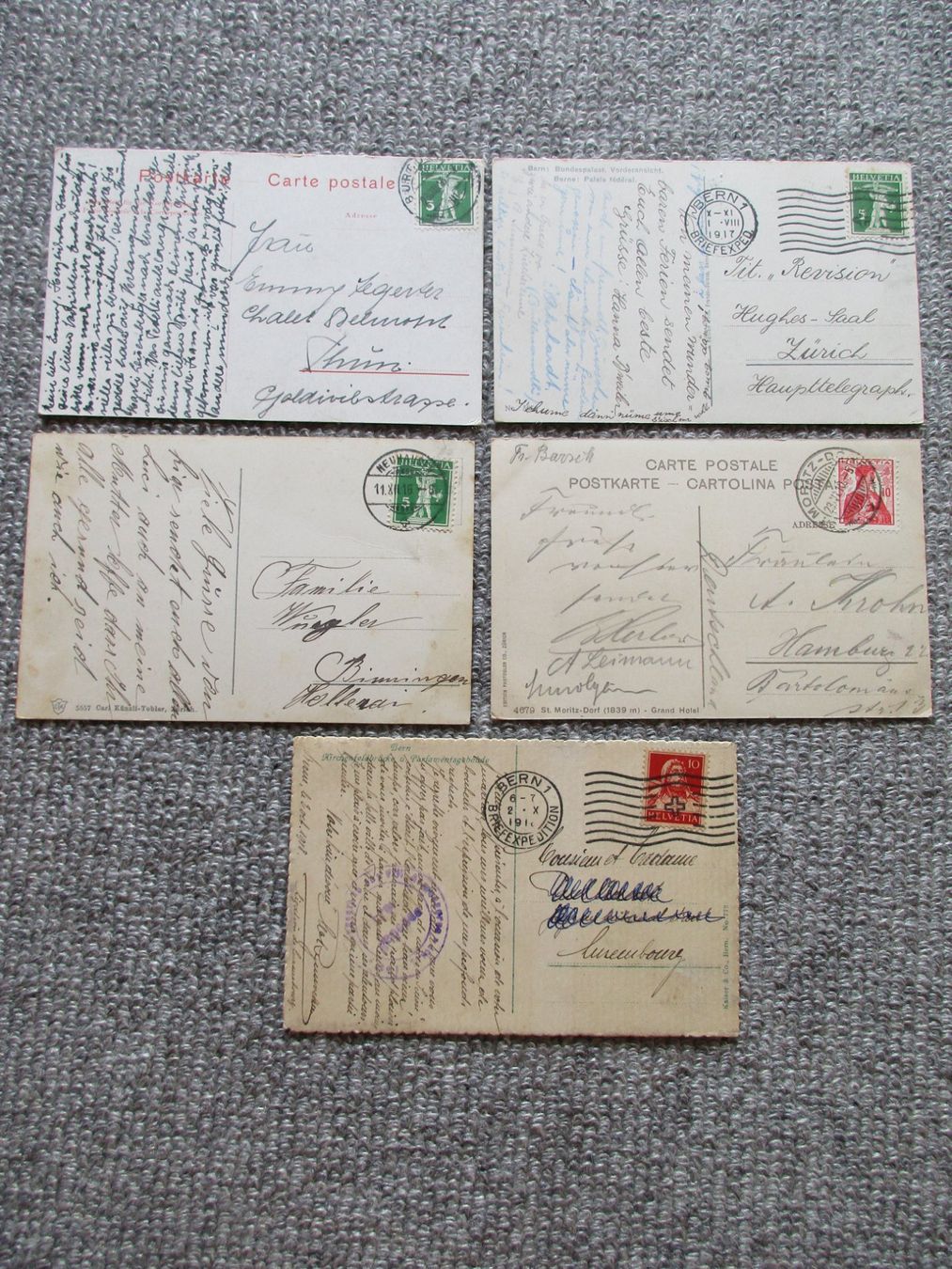 Cartoline postali: 5 antike Postkarten ab 1910 mit Briefmarken – Usato da Schafisheim venduto da reno007 1
