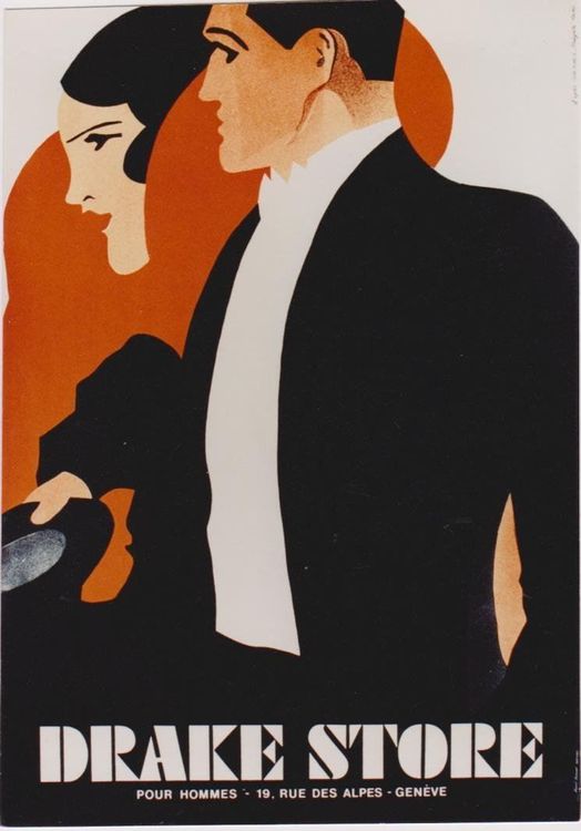 DRAKE STORE MODE HOMMES GENEVE c.1975 Affiche originale (Gebraucht) in ...