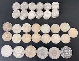 🥈Lot 143 pièces Suisse en ARGENT • 2, 1, 1/2Fr (Avant 1968)