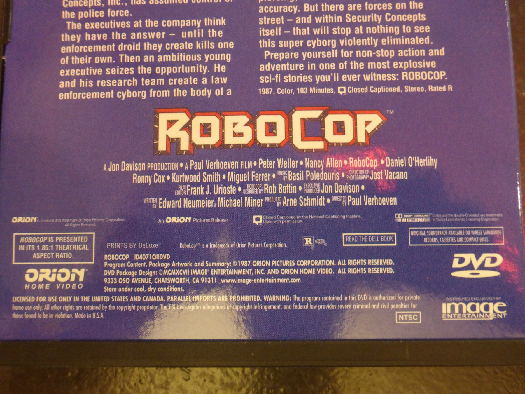Tutti i DVDs: Robocop 1 - 3 in der Robobox DVD – Usato da Zumikon venduto da psisound 4