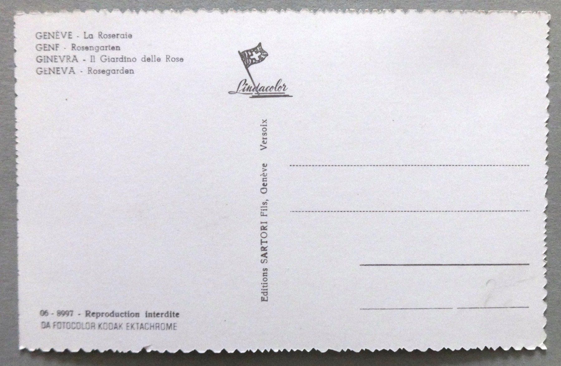 Cartes postales: Genève - La Roseraie – D'occasion à Fétigny par Billy2miny 1