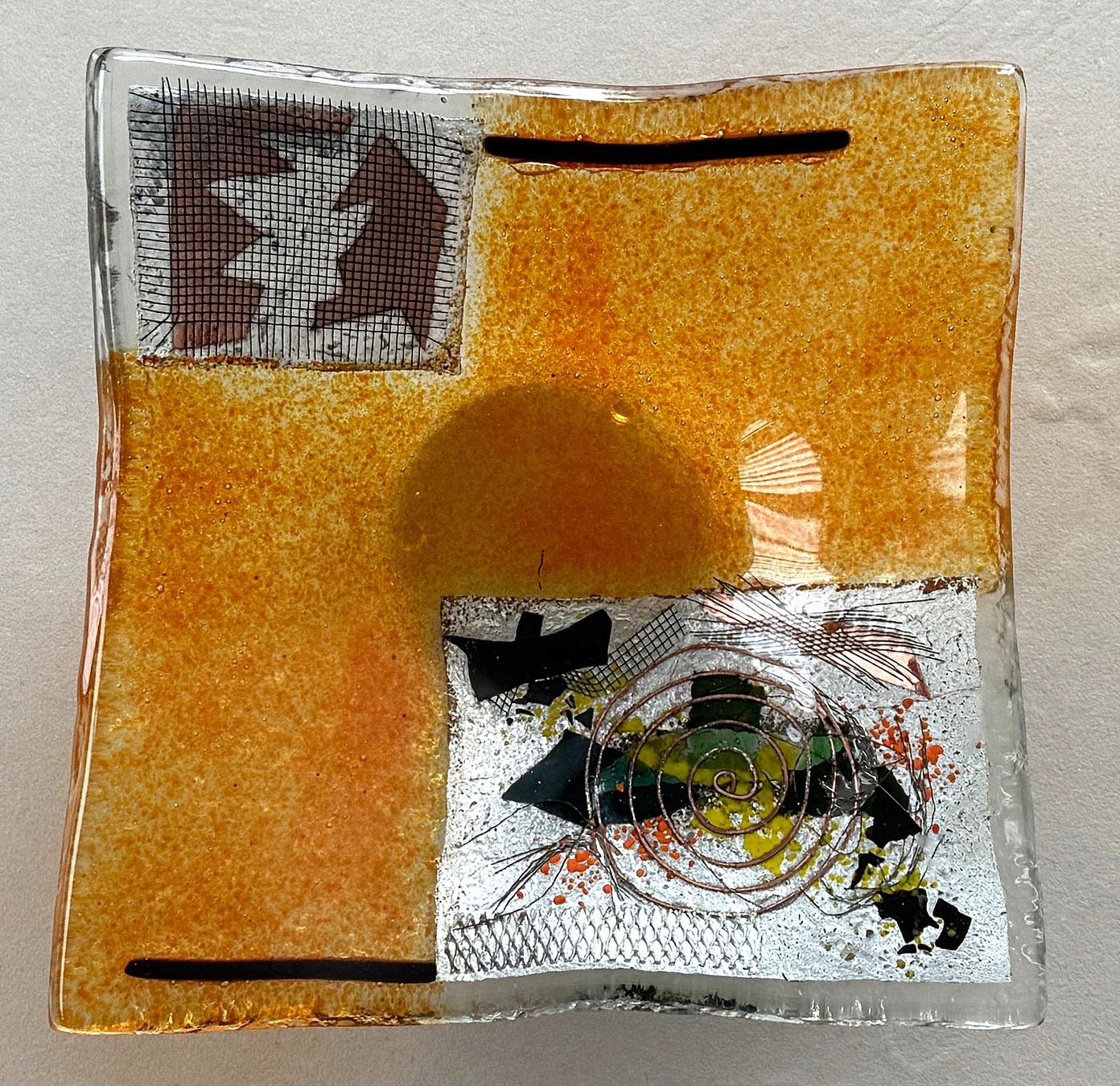 Piatti di portata: Glas-Schale orange-grau-schwarz – Usato da Frick venduto da Tartaruga-6 1