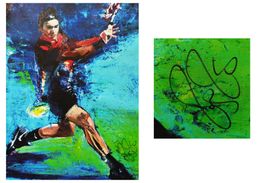 Roger Federer - Original Autogramm auf Leinwand Bild