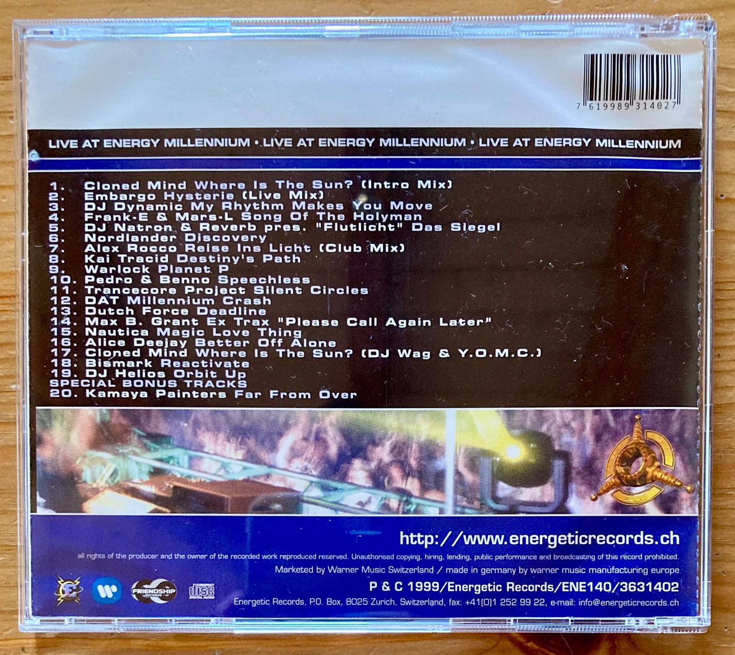 CD: Live at Energy 99 Millenium - DJ Snowman – Usato da Zürich venduto da Djmotionch 3