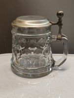 Bierkrug mit Zinndeckel (Glas, klassisch)