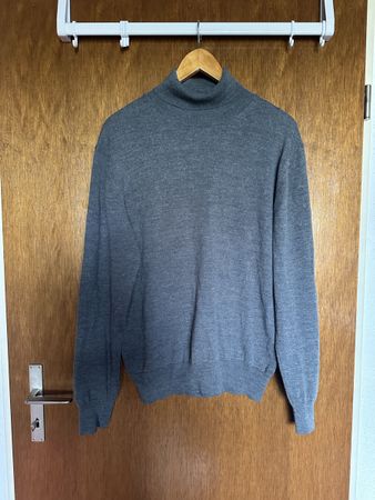 Rollkragenpullover Grau Grösse L  Merinowolle guter Zustand