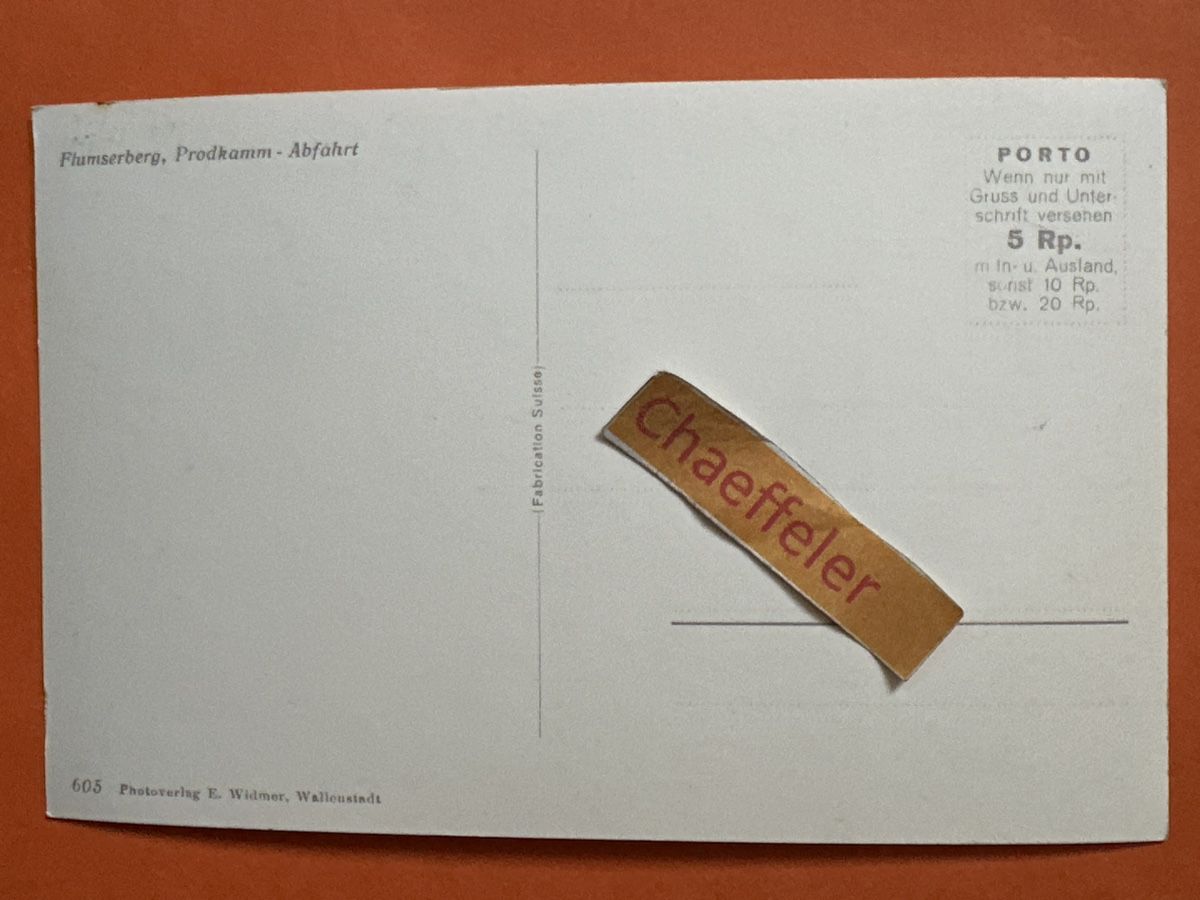 Cartoline postali: Flumserberg, Protkamm-Abfahrt. – Usato da Zürich venduto da Chaeffeler 1