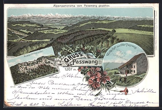 Cartoline postali: Litho Passwang, Wirtschaft zum Ober-Pass – Usato da Berlin venduto da bartko-reher