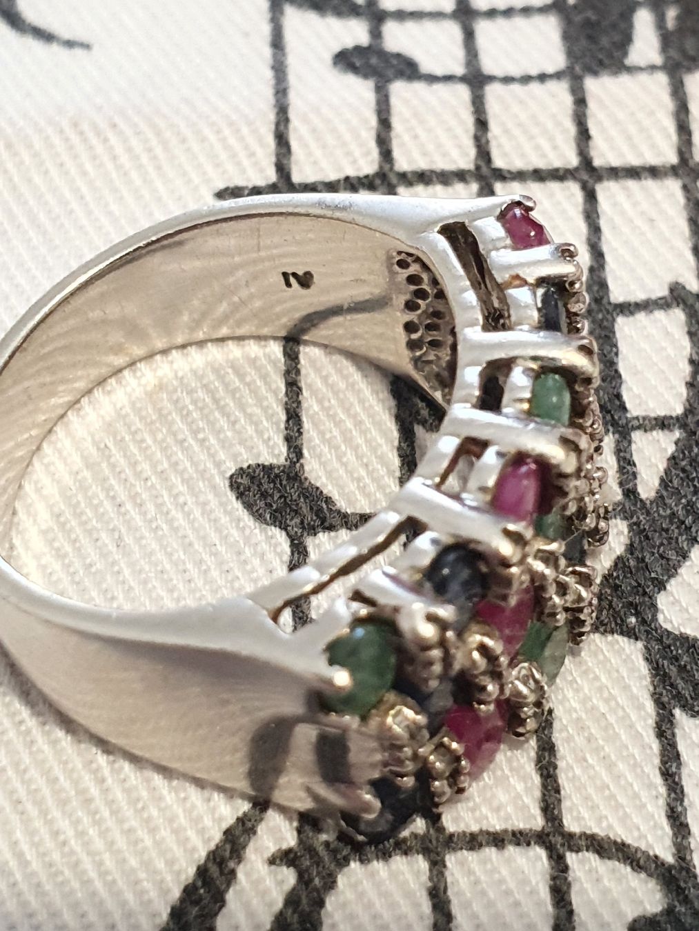 Ringe: Opulenter Designer 925er Silber, Smaragd, Rubin, Saphir Ring – Gebraucht aus Wohlen AG von palmsprings 8