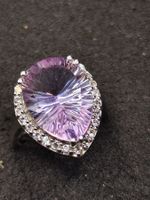 Vintage 925erSilber Ring lavendel Amethyst Bergkristalle Top