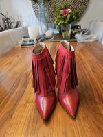 Rote Leder Stiefel mit Fransen, Grösse 37, Herbst-Look!