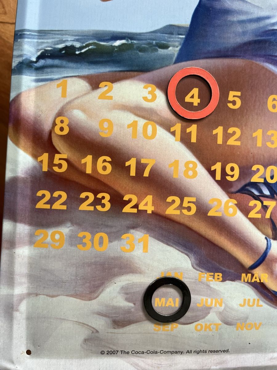 Coca-Cola Insegne: Blechschild Coca Cola Kalender – Usato da Allschwil venduto da sar_9sy9 5