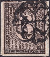 ZÜRICH 6, 2W Luxusstück mit schwarzer Rosette, Kat: 2'300.-+