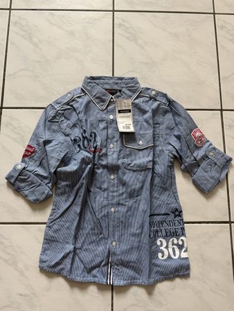 Manor Boys Shirt Blue Striped – Size 134–140 – New with Tags