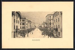 Fleurier, Strassenpartie mit Hotel-Pensi