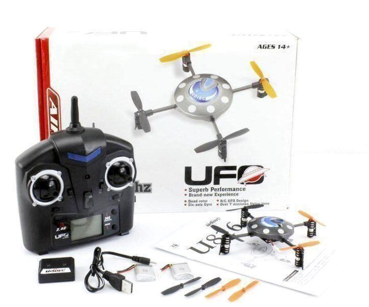 RC Modellbau: Mini 3D Quadrocopter UFO, RTF-Komplettset von UDIRC – Neu und originalverpackt aus Entlebuch von Hebu 3