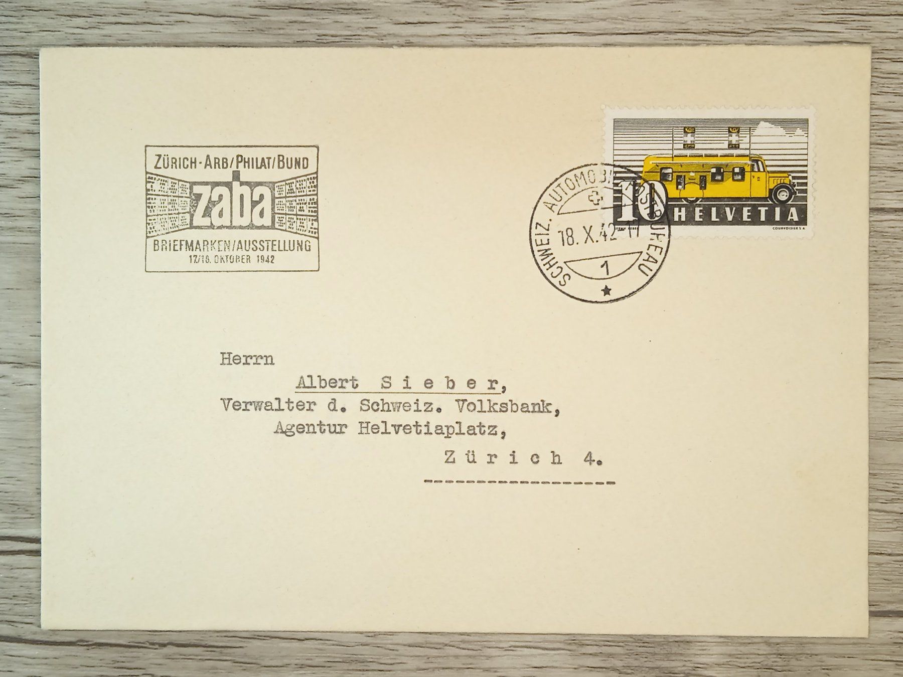 Tutti i francobolli: TR56 Enveloppe + Timbre Suisse 1942 – Usato da Cousset venduto da Patrick_Collections