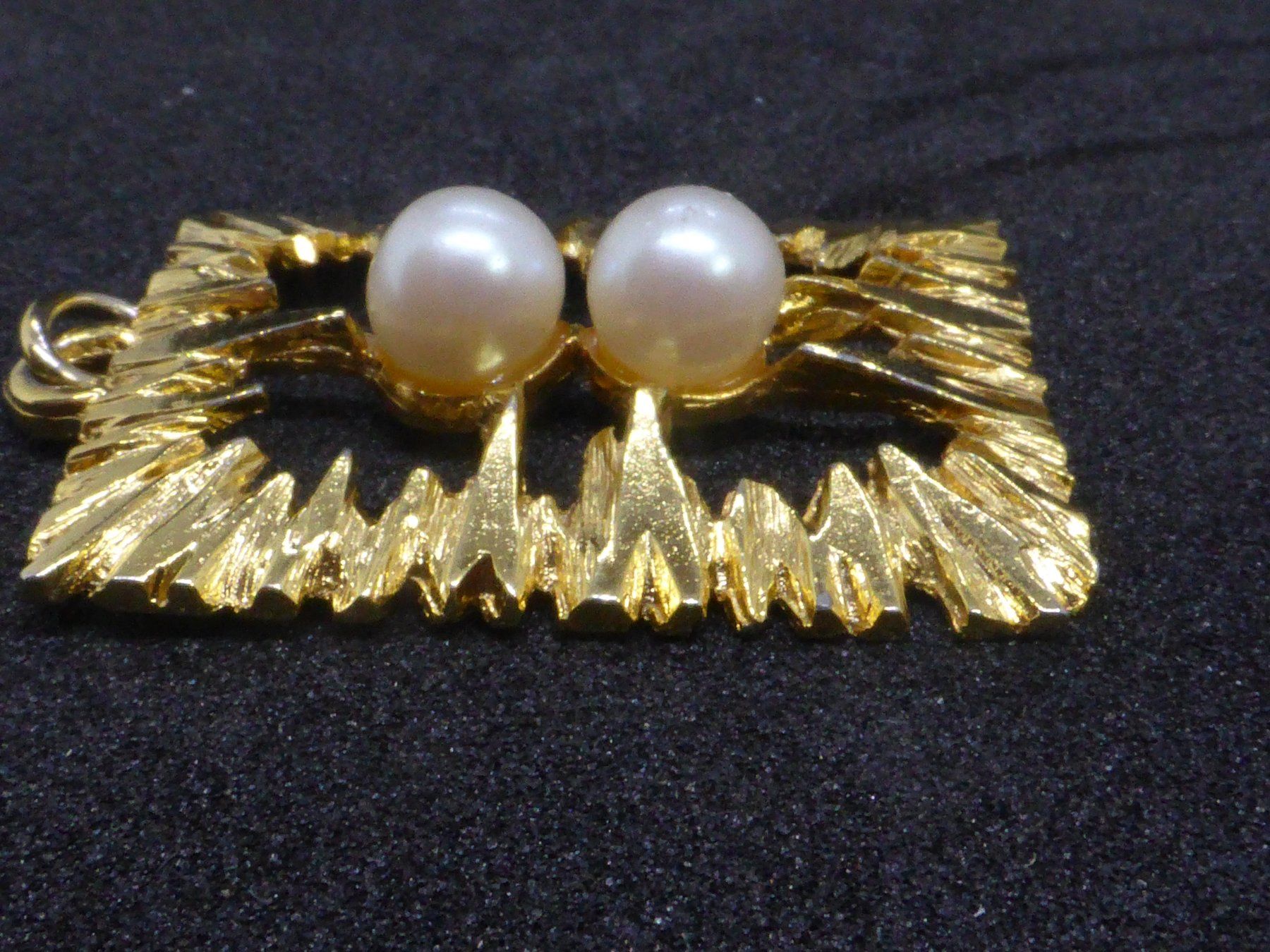 Anhänger: Pendentif en plaqué or vintage et 2 perles – Gebraucht aus Porrentruy von Tic-Time 2