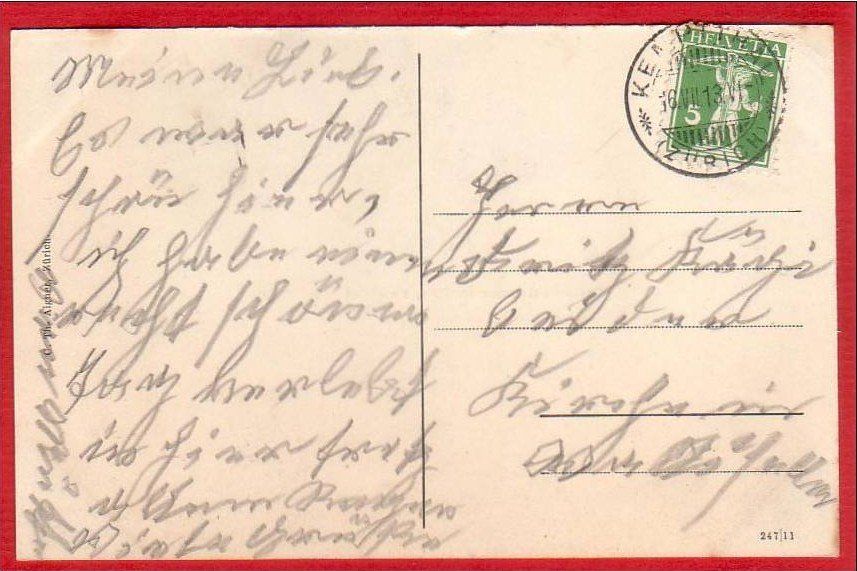 Ansichtskarten: KEMPTTAL, RESTAURANT HAMMERMÜHLE, 1913 – Gebraucht aus Grüningen von Kartenlaube 1