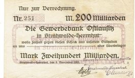 Strahlwalde Herrnhut 200 Mrd.Mark 05.11.1923 VZ-VZ+