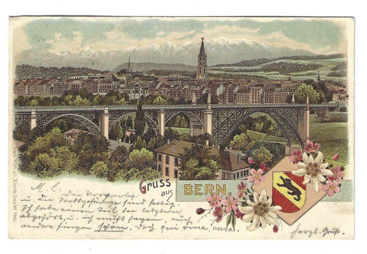 Cartoline postali: Gruss aus BERN, top Litho  1899 !! – Usato da Weinfelden venduto da Fortuno