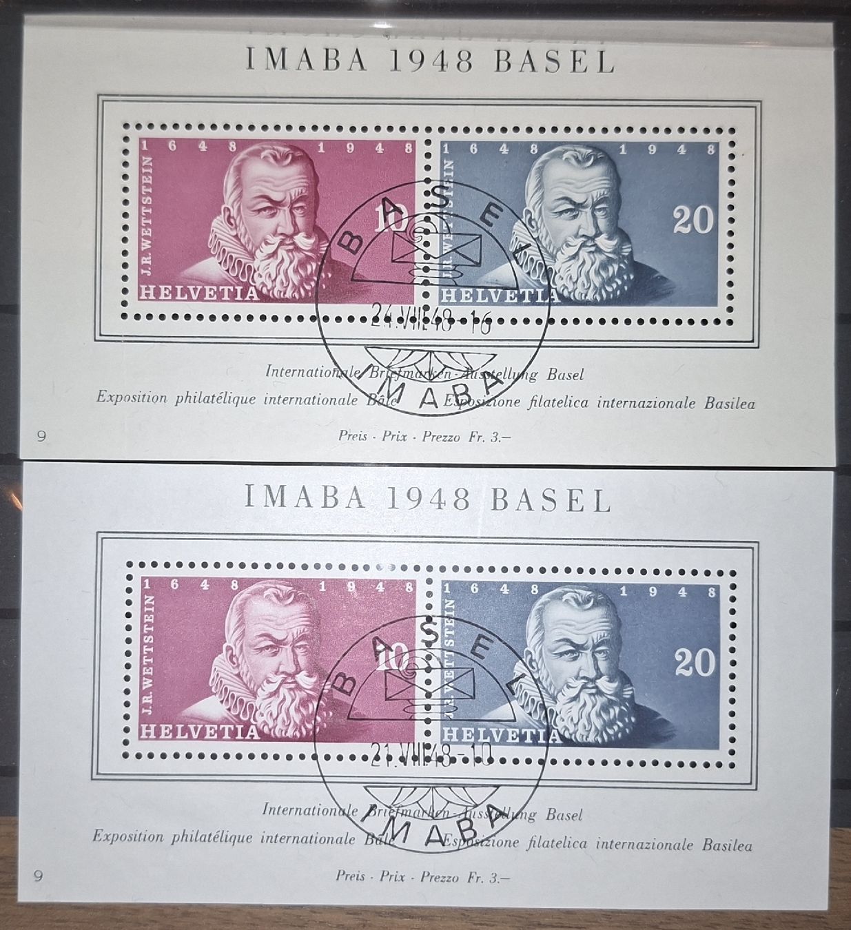 Alle Briefmarken: Imaba 1948 Blöcke ohne Gummi Kat. 180.- – Gebraucht aus Balgach von SIMEON27