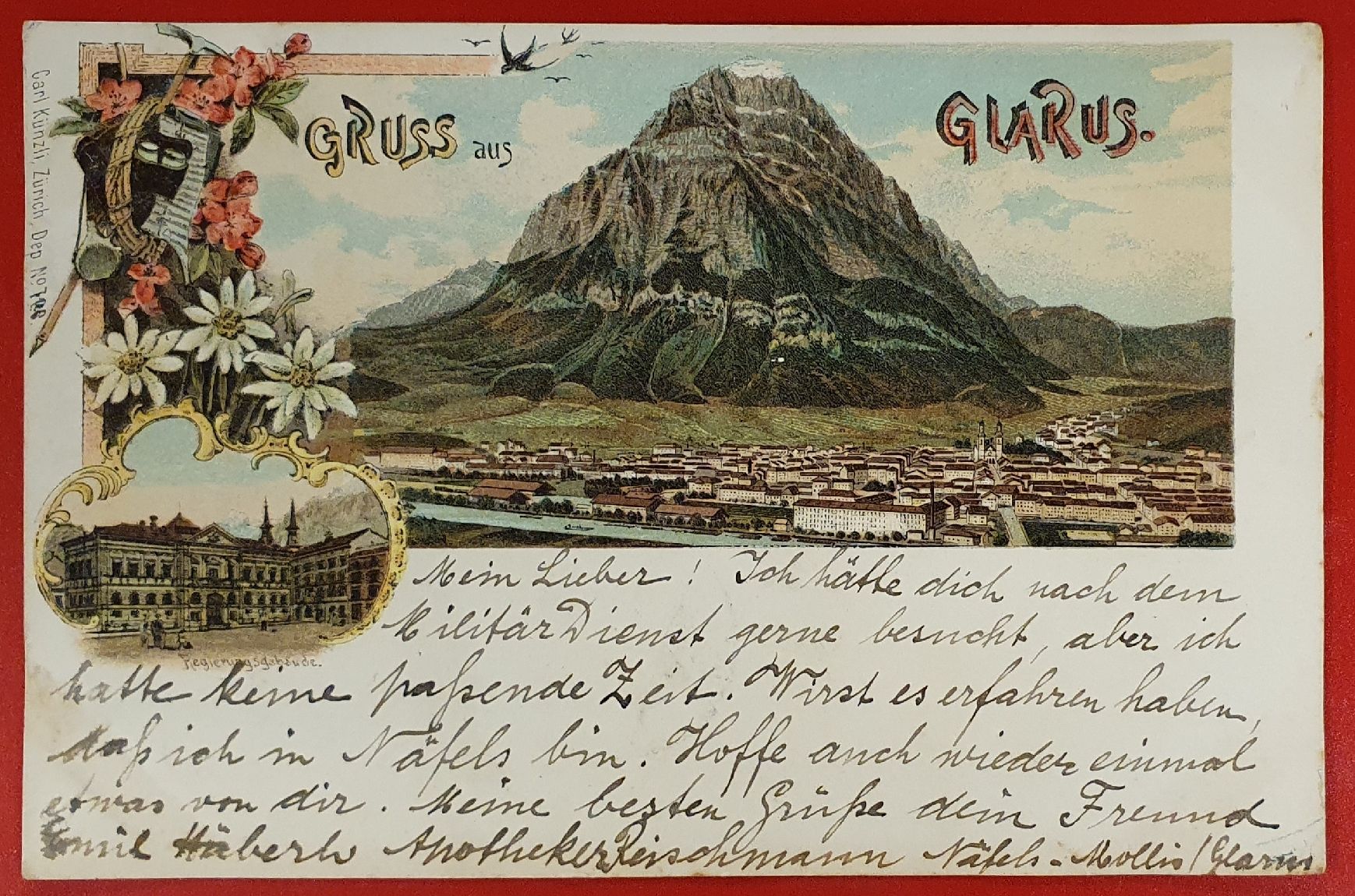 Cartoline postali: Gruss aus Glarus 1901 – Usato da Kreuzlingen venduto da Rschweiz1