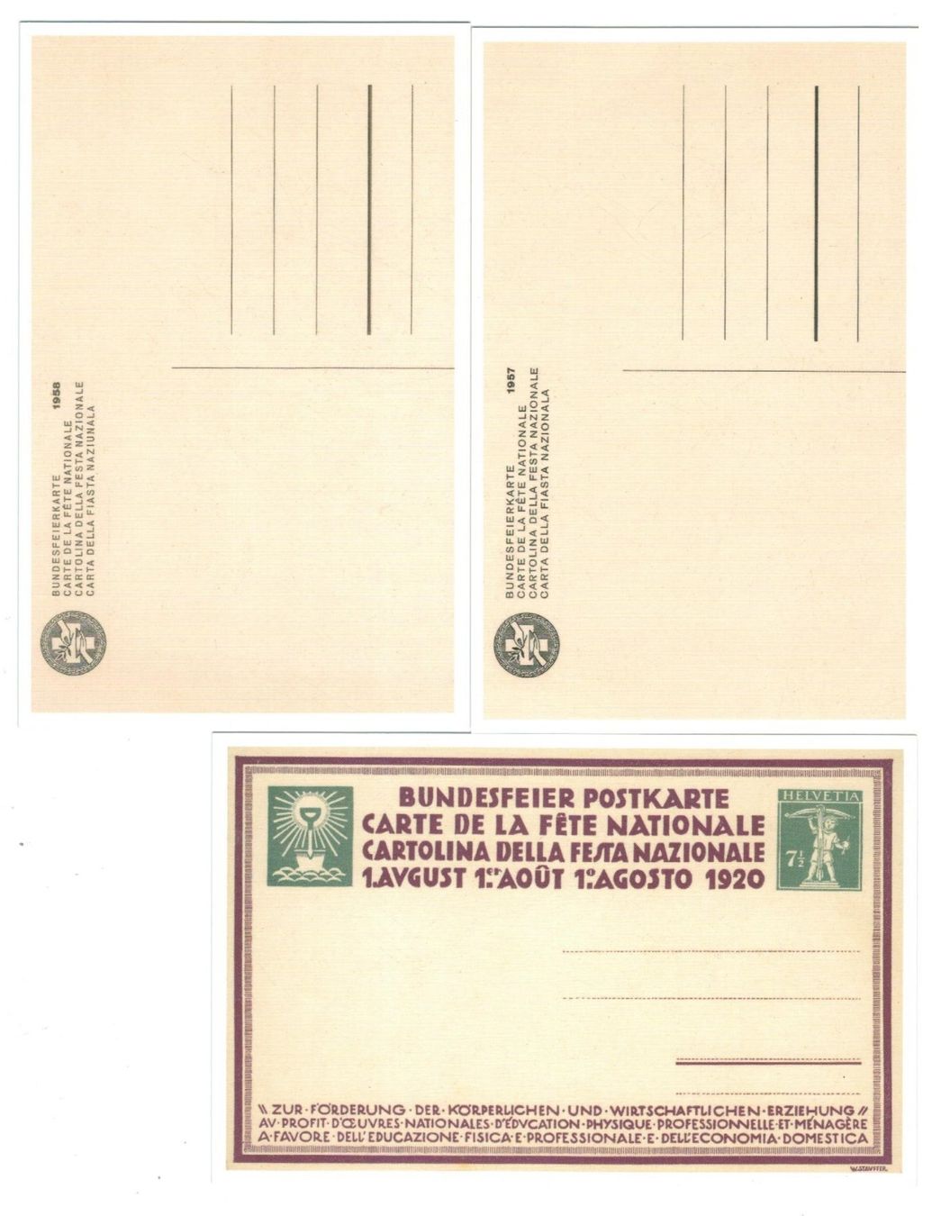 Cartoline postali: 3 AK Bundesfeier Postkarten (Reprints!) – Nuovo (secondo la descrizione) da Zürich venduto da Tolima194 1