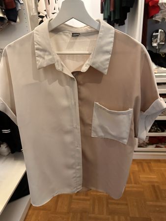 Sommer Bluse von Shein, Farbe Beige/Weiss, Grösse L