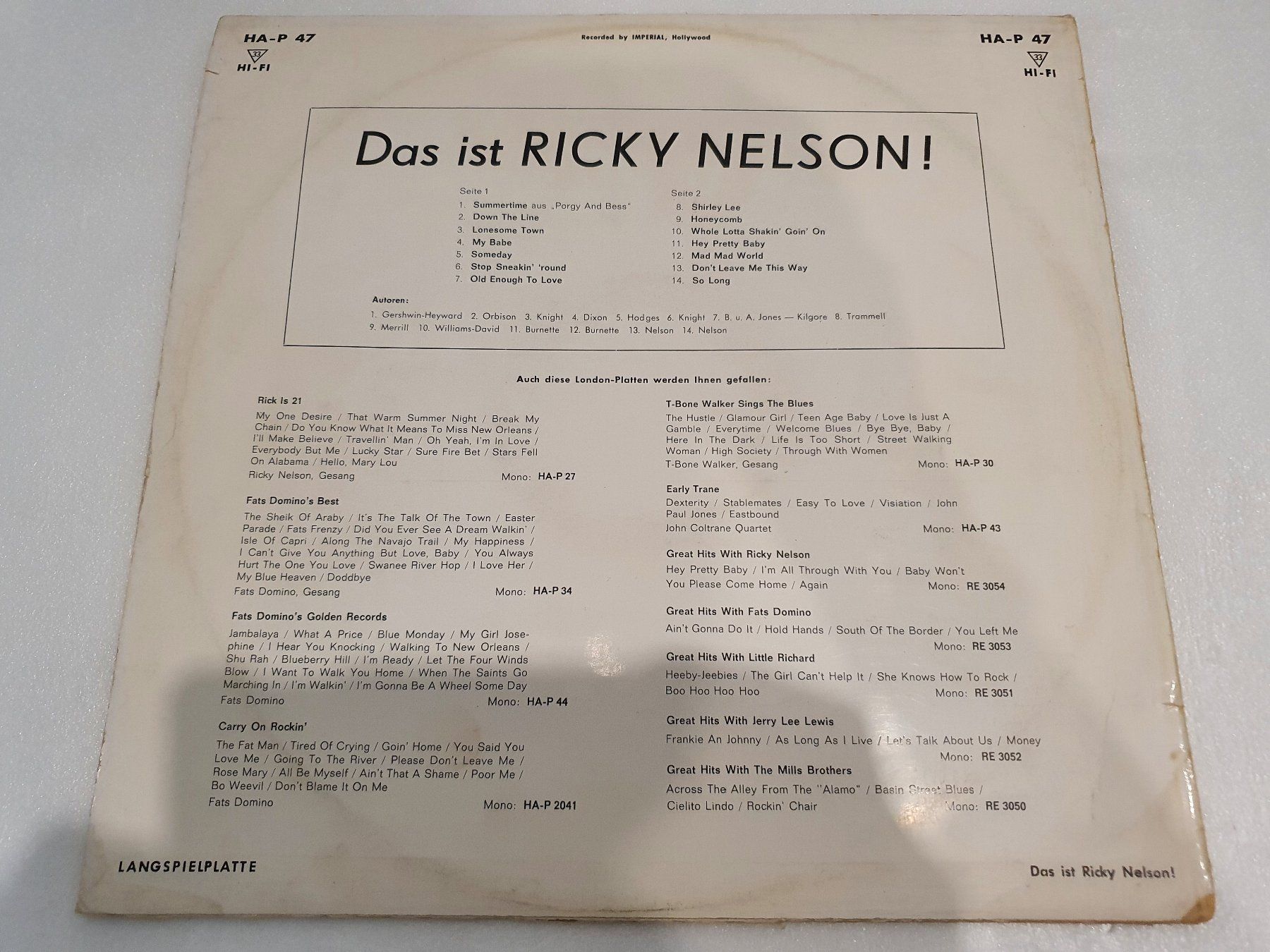 Schallplatten: Ricky Nelson – Das Ist Ricky Nelson – Gebraucht aus Uster von Vinyl-Leidenschaft 1