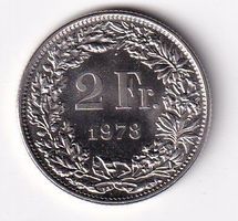 Schweiz 2 Franken 1978 fast unz
