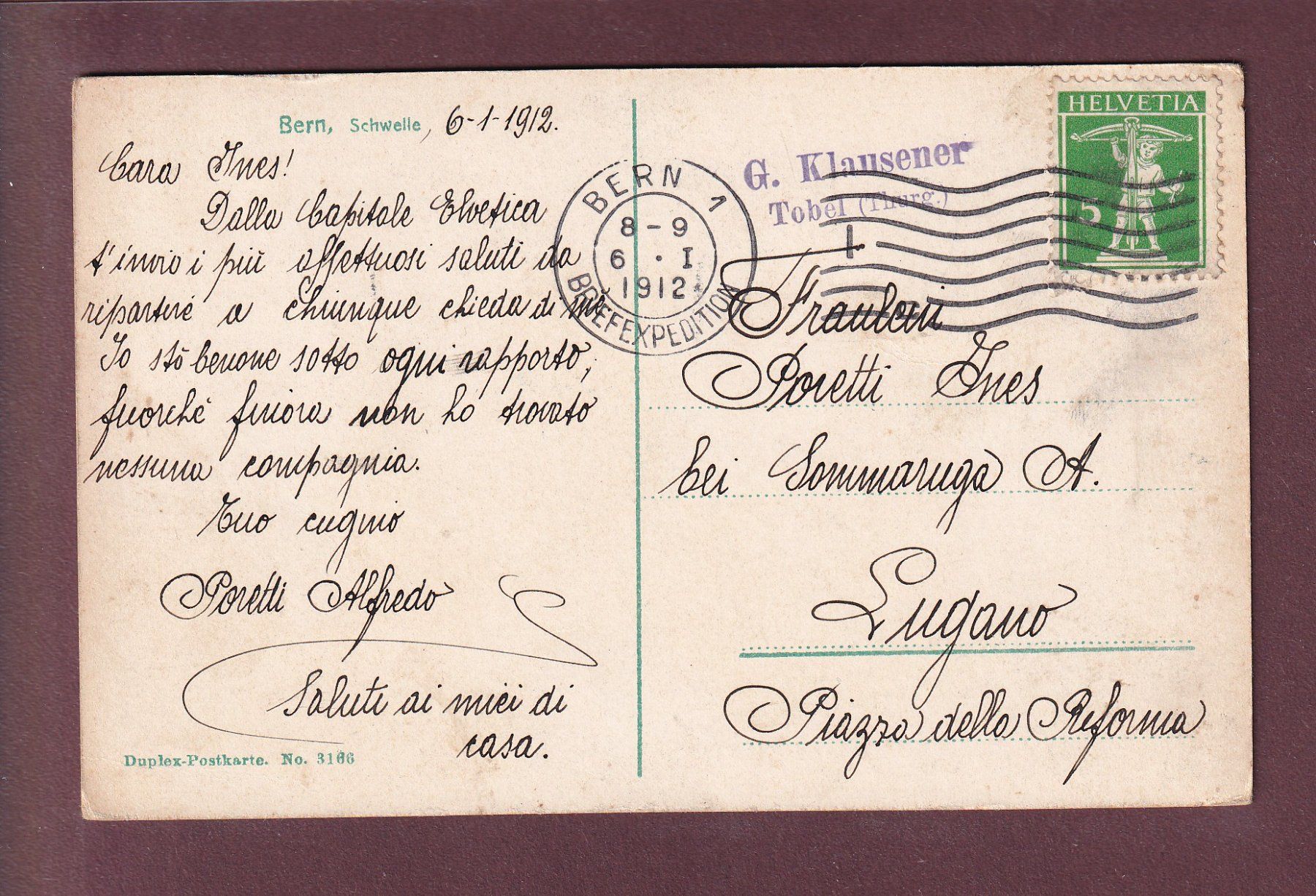 Cartoline postali: BERN - Schwelle - 1912 – Usato da Pully venduto da nicecards 1