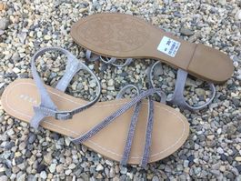 Sandalettes grises avec strass PESARO, pointure 40, NEUF
