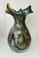 🟢 Vase en verre multicolore marbré Glasvase im Murano Stil