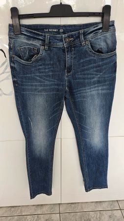 Mid Waist Jeans Gr. 38 Blau Used Look Slim Skinny