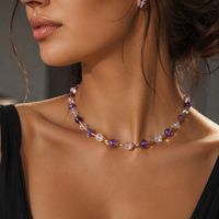 Amethyst Bergkristall Halskette Collier Halsschmuck gold NEU